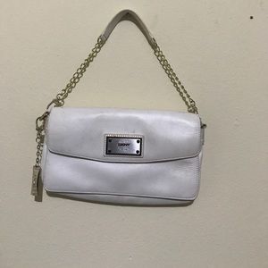 DKNY white leather purse with gold